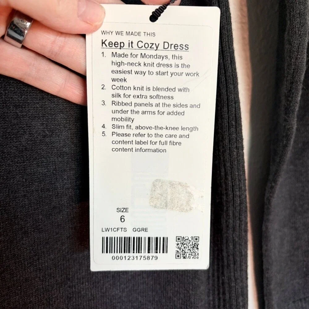 Lululemon Keep it‎ Cozy Dress 6 Gray